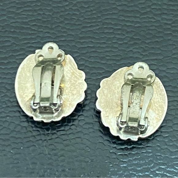 Vintage Unsigned Sterling Silver Pinkish Mother of Pearl Clip On Earrings 5.3g - Picture 12 of 12